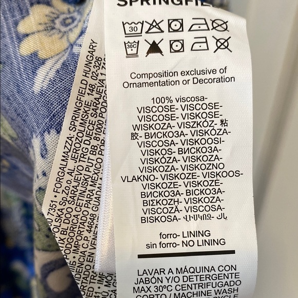 Springfield Floral Blue Midi Dress Long Balloon Sleeve Empire Boho Feminine - Picture 9 of 15